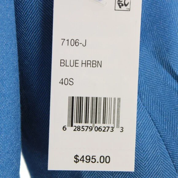Cardinal of Canada NWT Wool / Silk Sport Coat Size 40S US In Blue Herringbone